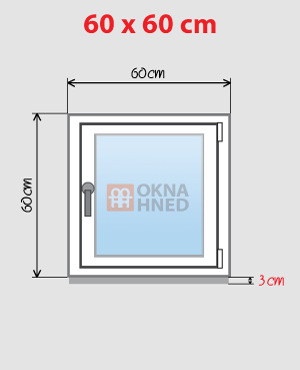 Rozměry okna 60 x 60 cm včetně podkladního profilu