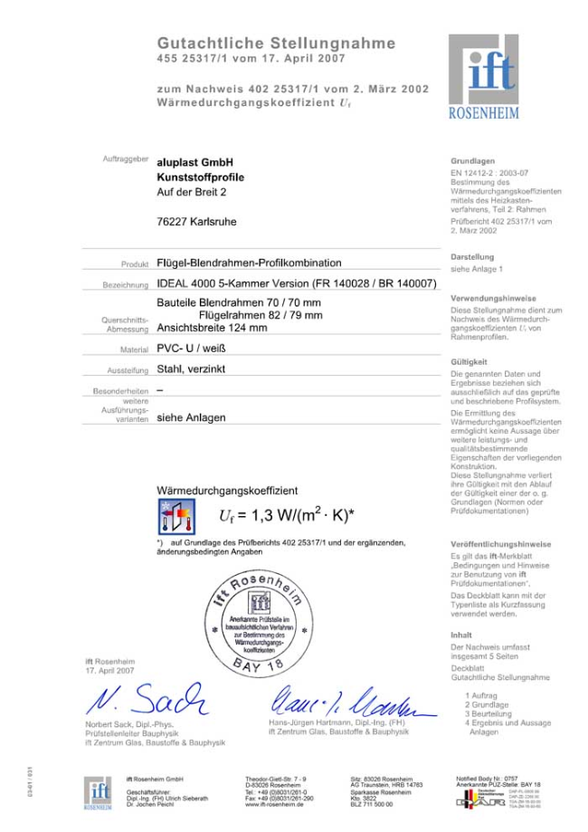 Plastové okno certifikát