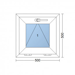 Sklopné plastové okno 50x50 cm, bílé, 6 komor