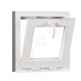 Sklopné plastové okno 50x50 cm, bílé, 6 komor
