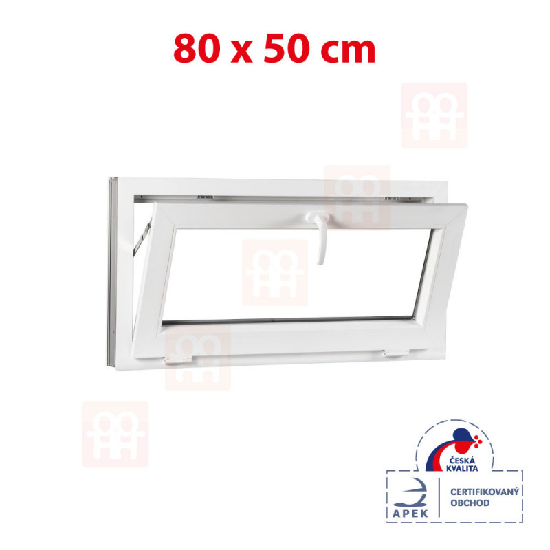 Plastové okno | 80x50 cm (800x500 mm) | bílé | sklopné | 6 komor