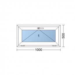 Sklopné plastové okno 100x50 cm, bílé, 6 komor