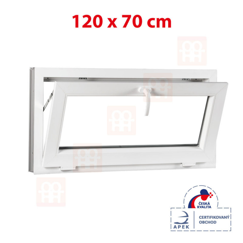 Sklopné plastové okno 120x70 cm, bílé, 6 komor
