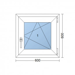 Plastové okno | 60 x 60 cm (600 x 600 mm) | bílé | otevíravé i sklopné | pravé