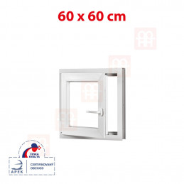 Plastové okno | 60x60 cm (600x600 mm) | bílé | otevíravé i sklopné | levé