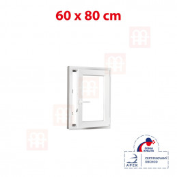 Plastové okno | 60 x 80 cm (600 x 800 mm) | bílé | otevíravé i sklopné | pravé