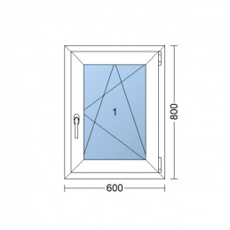 Plastové okno 60 x 80 cm, bílé, otevíravé i sklopné, pravé, 6 komor