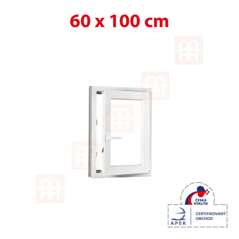 Plastové okno | 60 x 100 cm (600 x 1000 mm) | bílé | otevíravé i sklopné | pravé