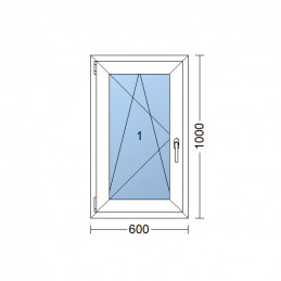 Plastové okno 60x100 cm, bílé, otevíravé i sklopné, levé, 6 komor