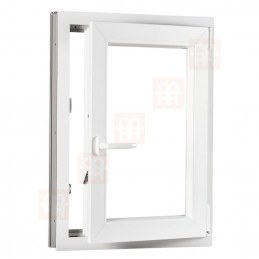 Plastové okno 70 x 90 cm, bílé, otevíravé i sklopné, pravé, 6 komor
