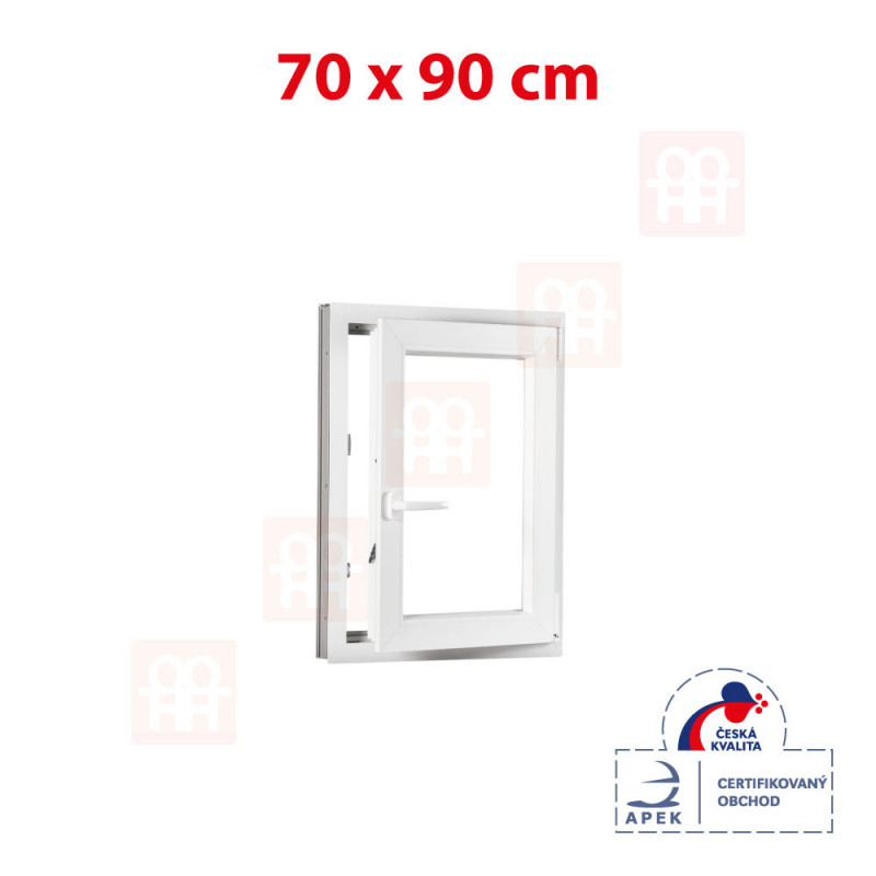 Plastové okno | 70 x 90 cm (700 x 900 mm) | bílé | otevíravé i sklopné | pravé