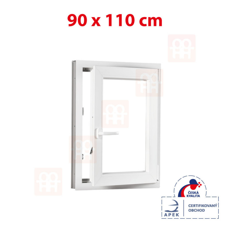 Plastové okno | 90 x 110 cm (900 x 1100 mm) | bílé | otevíravé i sklopné | pravé