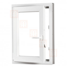 Plastové okno 90x110 cm, bílé, otevíravé i sklopné, levé, 6 komor