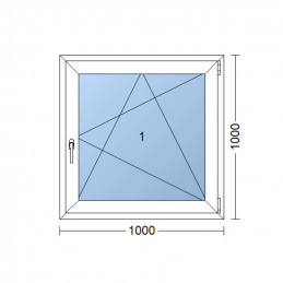 Plastové okno | 100 x 100 cm (1000 x 1000 mm) | bílé | otevíravé i sklopné | pravé