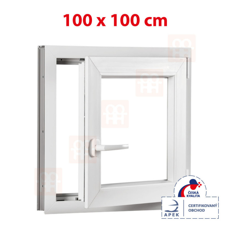 Plastové okno | 100 x 100 cm (1000 x 1000 mm) | bílé | otevíravé i sklopné | pravé