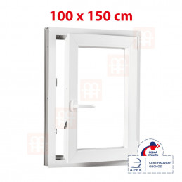 Plastové okno | 100 x 150 cm (1000 x 1500 mm) | bílé | otevíravé i sklopné | pravé