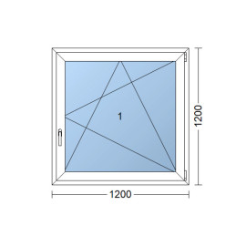 Plastové okno | 120 x 120 cm (1200 x 1200 mm) | bílé | otevíravé i sklopné | pravé