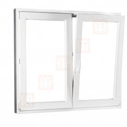 Dvoukřídlé plastové okno 130x110 cm, bílé, bez sloupku (štulp), pravé