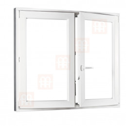 Plastové okno | 130x130 cm (1300x1300 mm) | bílé | dvoukřídlé bez sloupku (štulp) | pravé