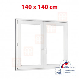 Dvoukřídlé plastové okno 140x140 cm, bílé, bez sloupku (štulp), pravé