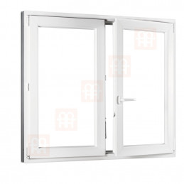 Plastové okno | 150x150 cm (1500x1500 mm) | bílé | dvoukřídlé bez sloupku (štulp) | pravé