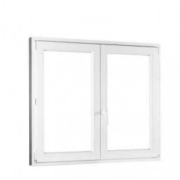 Dvoukřídlé plastové okno 150x150 cm, bílé, bez sloupku (štulp), pravé