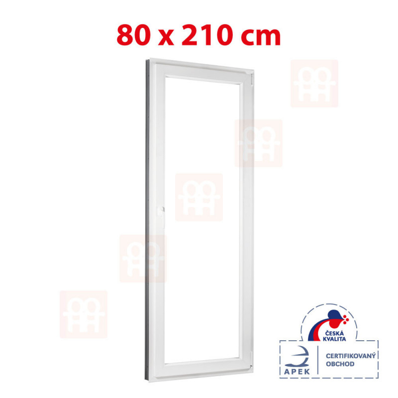 Plastové dveře | 80x210 cm (800x2100 mm) | bílé | balkónové | otevíravé i sklopné | pravé