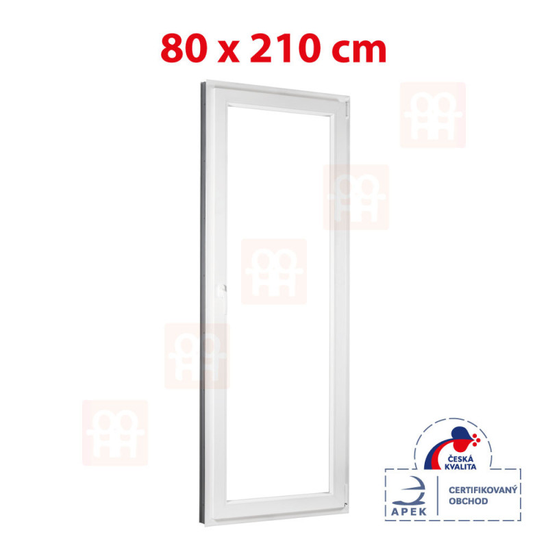Plastové balkónové dveře 80 x 210 cm, otevíravé i sklopné, pravé Plastové balkónové dveře 80 x 210 cm, otevíravé i sklopné, pravé