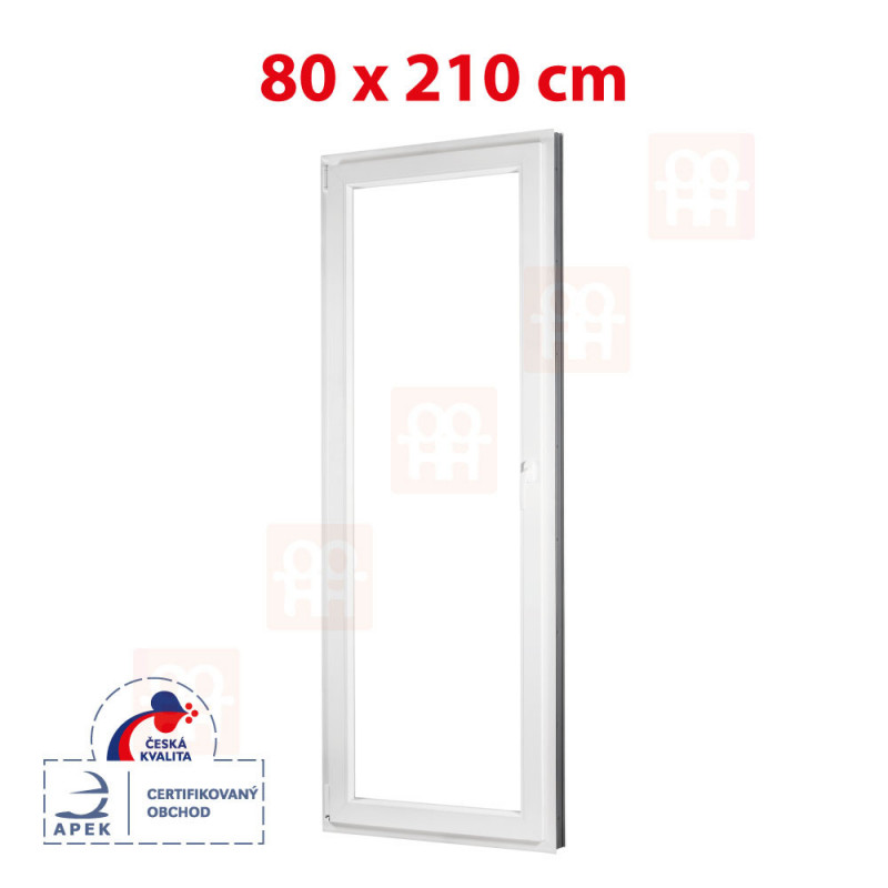 Plastové dveře | 80 x 210 cm (800 x 2100 mm) | bílé | balkónové | otevíravé i sklopné | levé