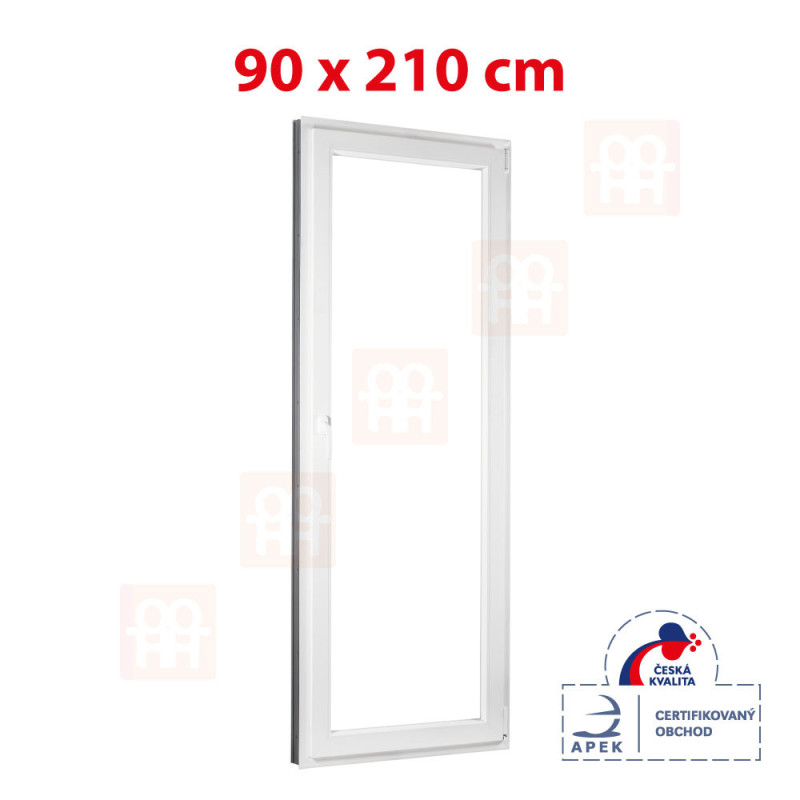 Plastové balkónové dveře 90 x 210 cm, otevíravé i sklopné, pravé Plastové balkónové dveře 90 x 210 cm, otevíravé i sklopné, pravé