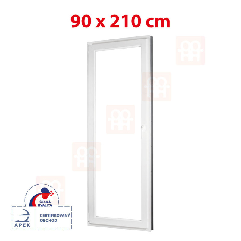 Plastové balkónové dveře 90 x 210 cm, otevíravé i sklopné, levé Plastové balkónové dveře 90 x 210 cm, otevíravé i sklopné, levé