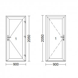 Plastové dveře | 90x205 cm (900x2050 mm) | bílé | plné | pravé