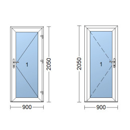 Plastové dveře | 90x205 cm (900x2050 mm) | bílé | prosklenné | pravé