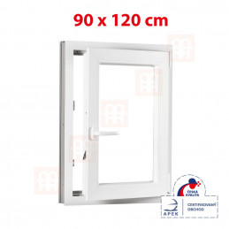 Plastové okno | 90 x 120 cm (900 x 1200 mm) | bílé | otevíravé i sklopné | pravé