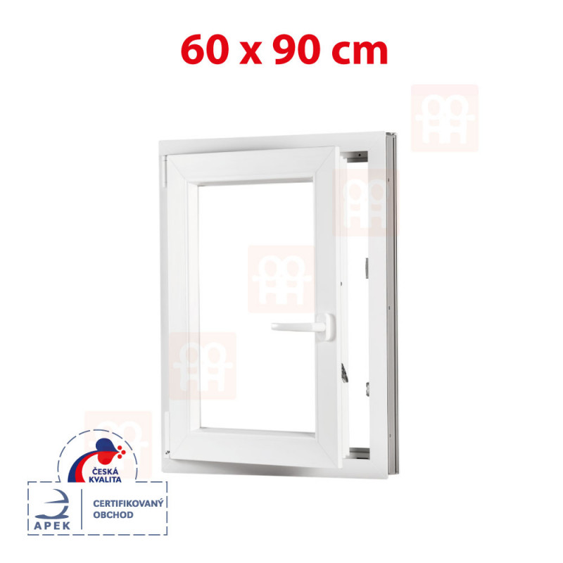 Plastové okno | 60x90 cm (600x900 mm) | bílé | otevíravé i sklopné | levé