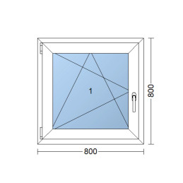 Plastové okno 80x80 cm (800x800mm) otevíravé i sklopné levé, antracit/bílá Trocal