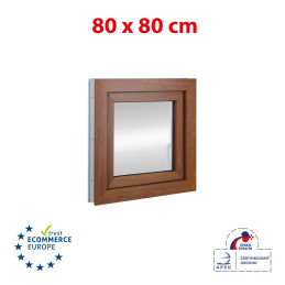 Plastové okno 80x80 cm (800x800mm) otevíravé i sklopné pravé, zlatý dub/bílá Trocal