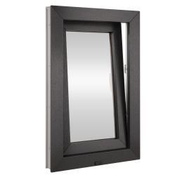 Plastové okno 50x80 cm (500x800mm) otevíravé i sklopné pravé, antracit/bílá Trocal