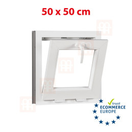 Plastové okno 50x50 cm (500x500mm) sklopné bílé Trocal Plastové okno 50x50 cm (500x500mm) sklopné bílé Trocal