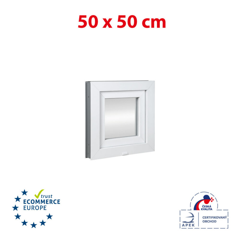 Plastové okno 50x50 cm (500x500mm) sklopné bílé Trocal Plastové okno 50x50 cm (500x500mm) sklopné bílé Trocal