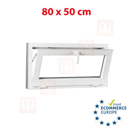Plastové okno 80x50 cm (800x500mm) sklopné bílé Trocal Plastové okno 80x50 cm (800x500mm) sklopné bílé Trocal