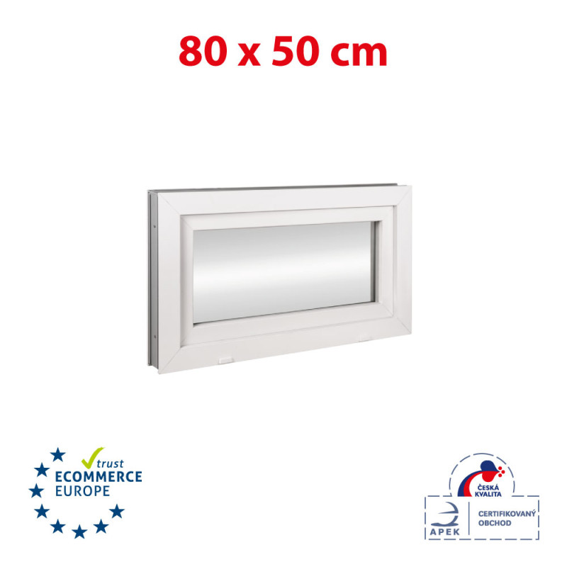 Plastové okno 80x50 cm (800x500mm) sklopné bílé Trocal Plastové okno 80x50 cm (800x500mm) sklopné bílé Trocal
