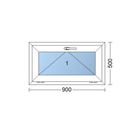 Plastové okno 90x50 cm (900x500mm) sklopné bílé Trocal Plastové okno 90x50 cm (900x500mm) sklopné bílé Trocal