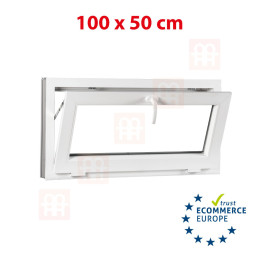 Plastové okno 100x50 cm (1000x500mm) sklopné bílé Trocal Plastové okno 100x50 cm (1000x500mm) sklopné bílé Trocal