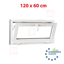 Plastové okno 120x60 cm (1200x600mm) sklopné bílé Trocal Plastové okno 120x60 cm (1200x600mm) sklopné bílé Trocal
