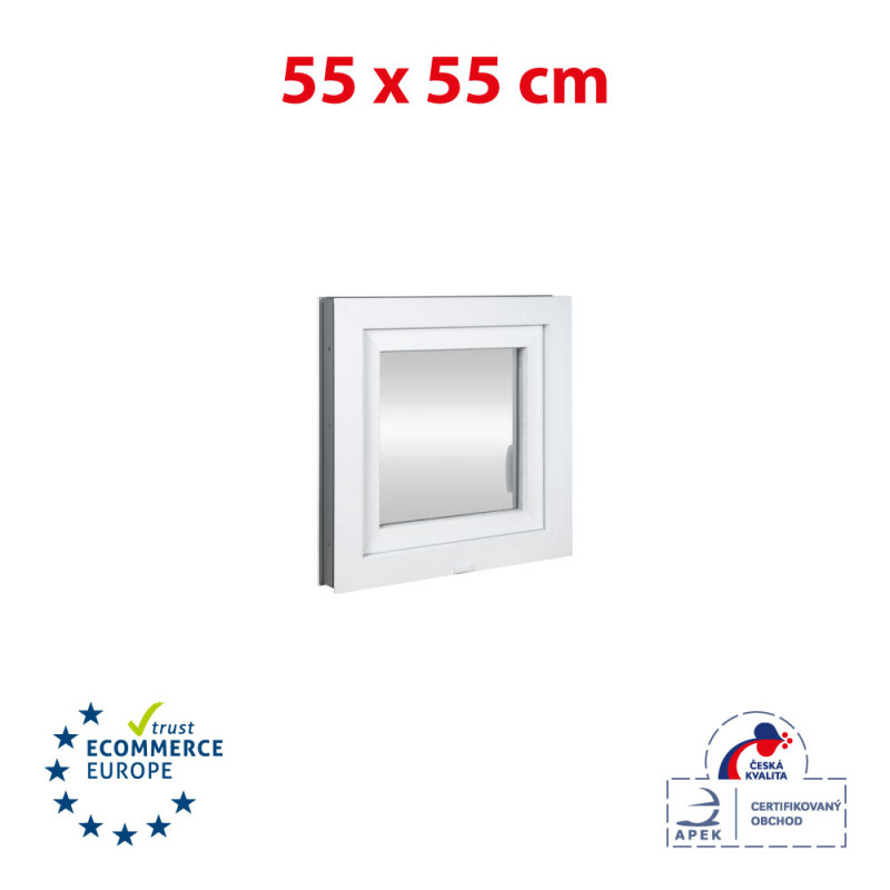 Plastové okno 55x55 cm (550x550mm) otevíravé i sklopné pravé bílé Trocal Plastové okno 55x55 cm (550x550mm) otevíravé i sklopné pravé bílé Trocal