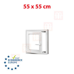 Plastové okno 55x55 cm (550x550mm) otevíravé i sklopné levé bílé Trocal Plastové okno 55x55 cm (550x550mm) otevíravé i sklopné levé bílé Trocal