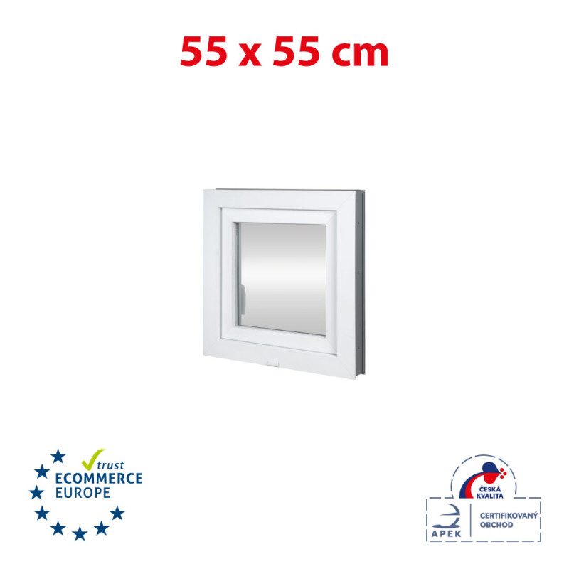 Plastové okno 55x55 cm (550x550mm) otevíravé i sklopné levé bílé Trocal Plastové okno 55x55 cm (550x550mm) otevíravé i sklopné levé bílé Trocal