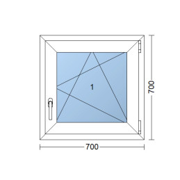 Plastové okno 70x70 cm (700x700mm) otevíravé i sklopné pravé bílé Trocal