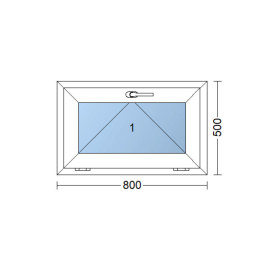 Plastové okno 800 × 500 mm (80 × 50 cm) sklopné bílé pro vedlejší prostory Aplast 60
